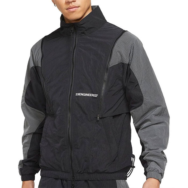 Men's Jordan Colorblock Detachable Zipper Long Sleeves Stand Collar Jacket Autumn Black DH3289-010