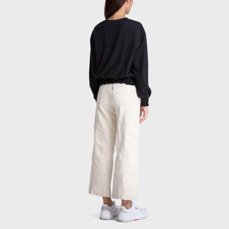 (WMNS) Levi's Casual Round Neck Long Sleeves Hoodie Black 85290-0005