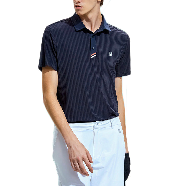 FILA Athletics Logo Sports Short Sleeve Polo Shirt Navy Blue A11M035161F-NV