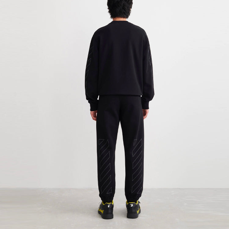 Off-White SS22 Logo Pattern Sports Long Pants Ordinary Version Black OMCH029C99FLE0031010
