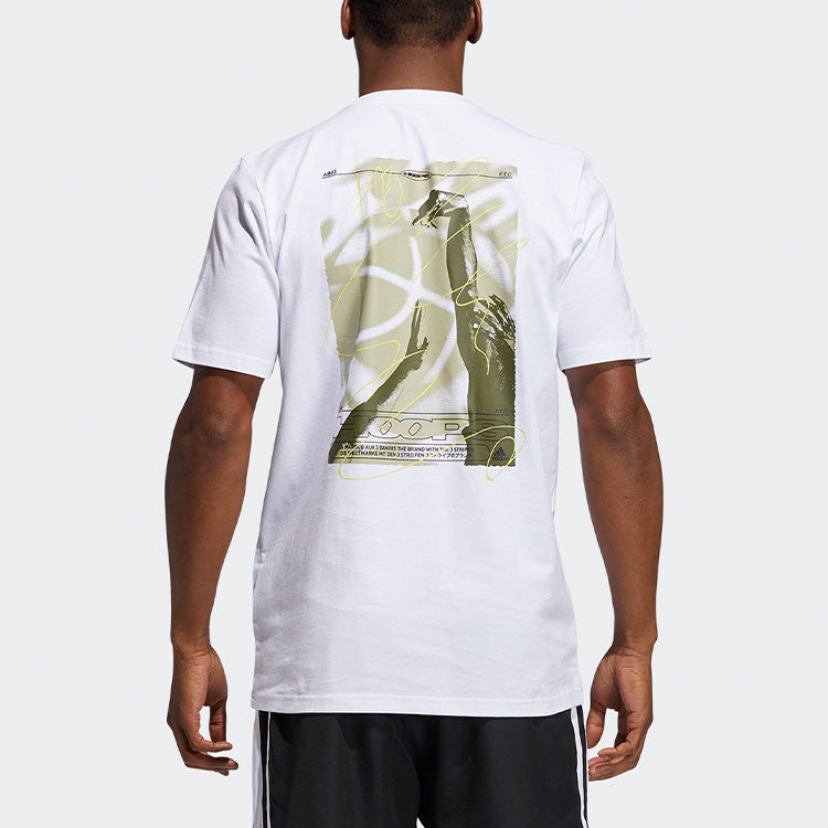 adidas Swish Tee Alphabet Printing Basketball Sports Short Sleeve White GN5120