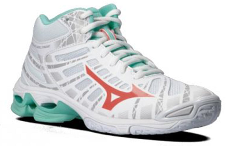 (WMNS) Mizuno Wave Voltage Mid 'White Green Red' V1GC196558