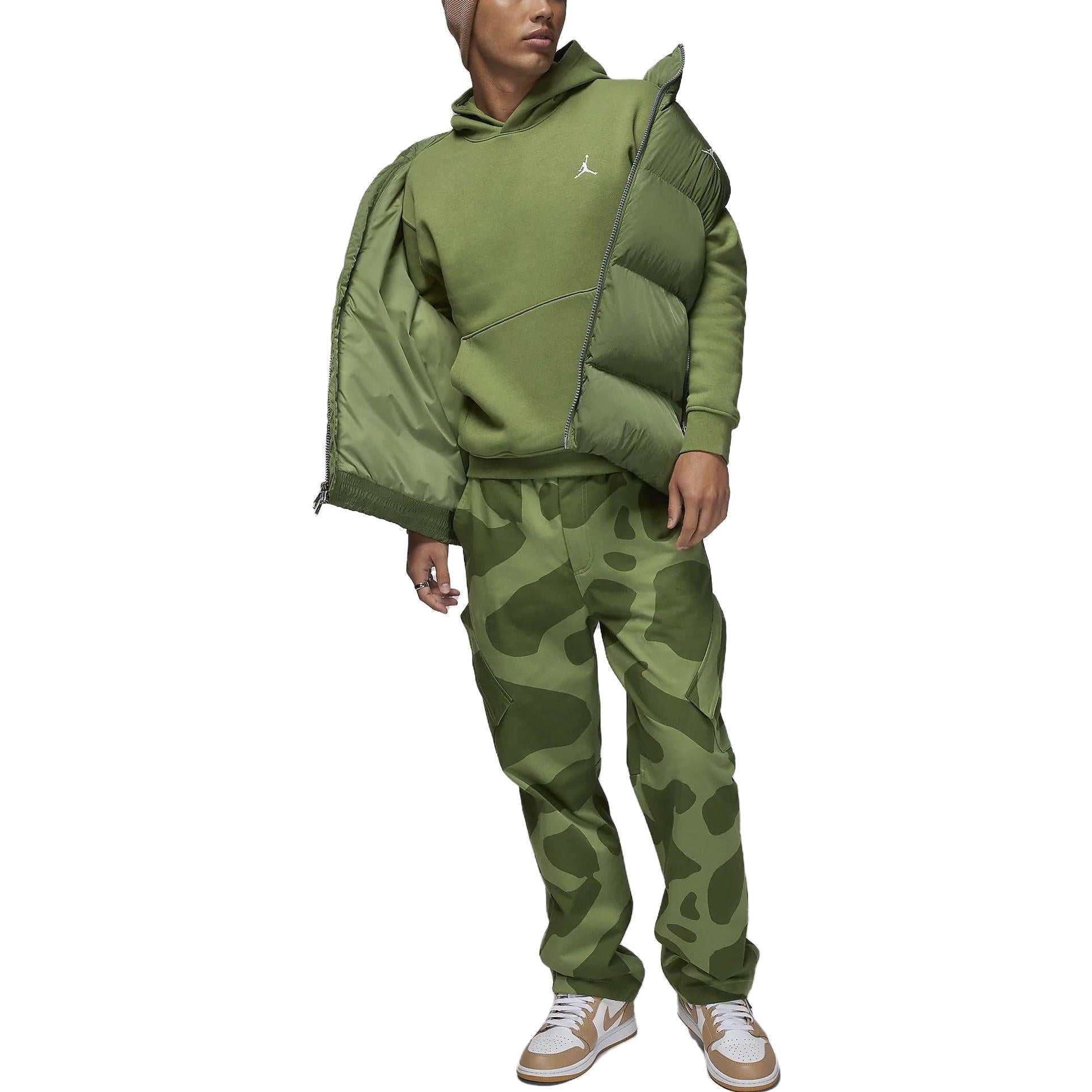 Air Jordan Brooklyn Fleece Printed Pullover Hoodie Asia Sizing 'Light Olive Green' FJ7775-340