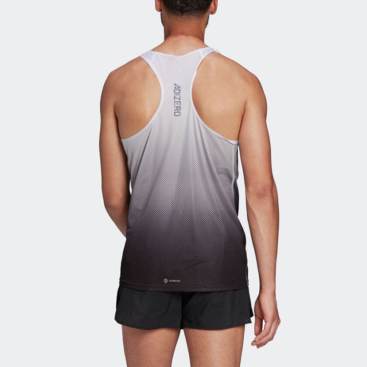 Men's adidas Stripe Logo Gradient Round Neck Pullover Sports Vest Gray HA3691