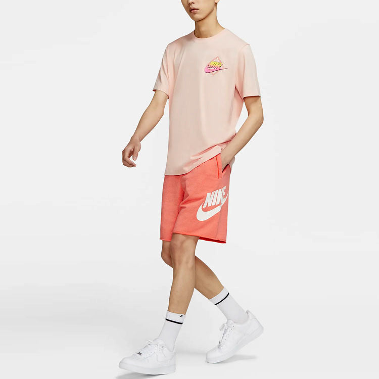 Nike Sportswear Logo Printing Drawstring Sports Shorts Orange AR2376-842
