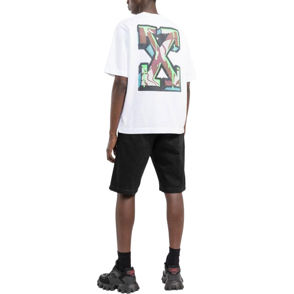 Men's Off-White SS22 Solid Color Arrow Pattern Short Sleeve White T-Shirt OMAA119S22JER00801100110