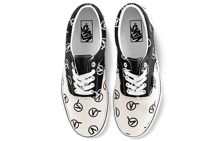 Vans Era Full Print Retro Casual Skate Shoes Unisex Black Beige 'Black White' VN0A4BV417H