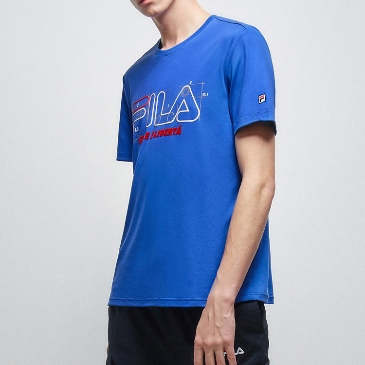 FILA Geometry Numeric Subject Printing Short Sleeve Blue F11M038110F-RB