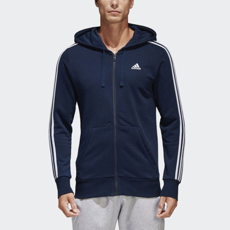 adidas Stripe logo Sports Hooded Jacket Blue S98787
