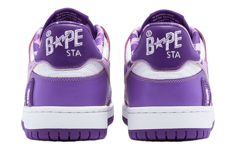 A BATHING APE SK8 Sta Leather Low 'Purple' 16 1J22-191-002-PURPLE