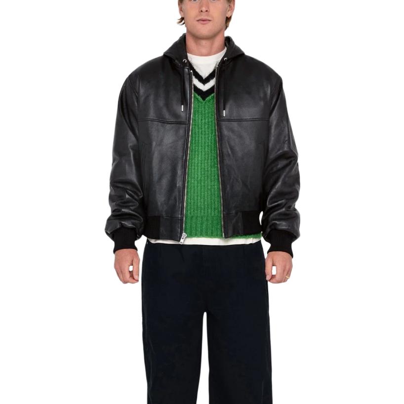 Stussy SS Link Leather Bomber 'Black' 115739