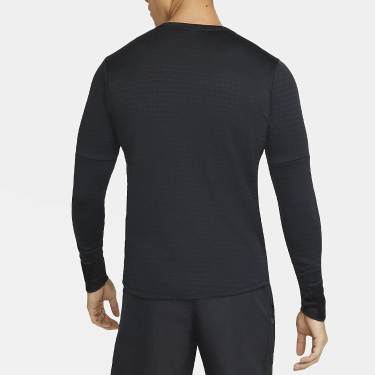 Men's Nike Solid Color Training Sports Round Neck Long Sleeves Black T-Shirt DD5650-010