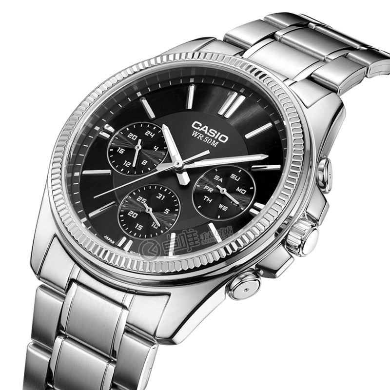 CASIO Waterproof Quartz Stainless Steel Strap Mens Black Analog MTP-1375D-1AV