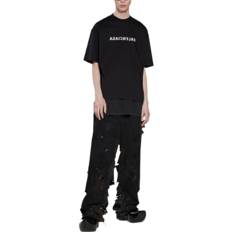 Balenciaga Mirror Balenciaga T-Shirt Medium Fit 'Black' 612966TNVR21070