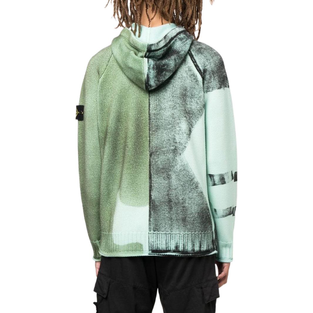 STONE ISLAND Motion Saturation Logo Knitted Hoodie 'Aqua' 7715568T1-V0044