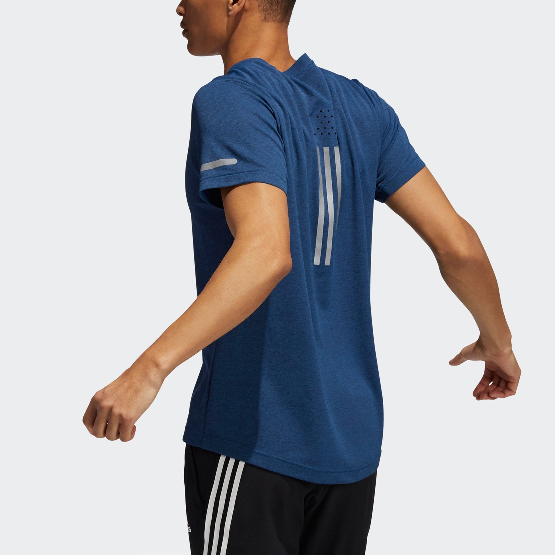 adidas Elevate Train T Reflective Training Sports Short Sleeve Navy Blue HB8520