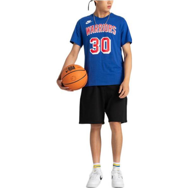 Nike SS22 NBA Warriors Curry 30 Casual Breathable Sports Short Sleeve Blue DA7342-401