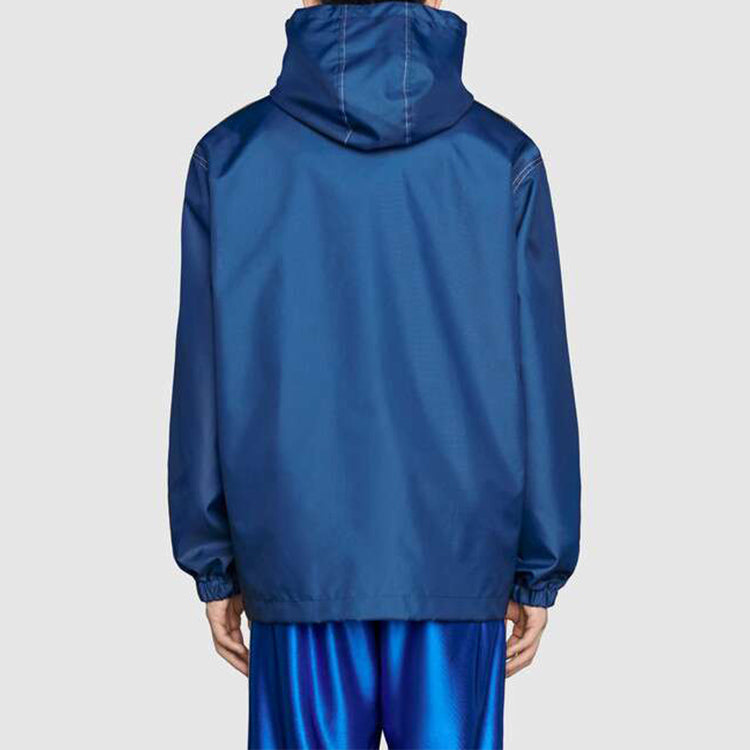 Men's Gucci FW21 Double G Canvas Zipper Logo Jacket Blue 654834-ZAGVW-4211