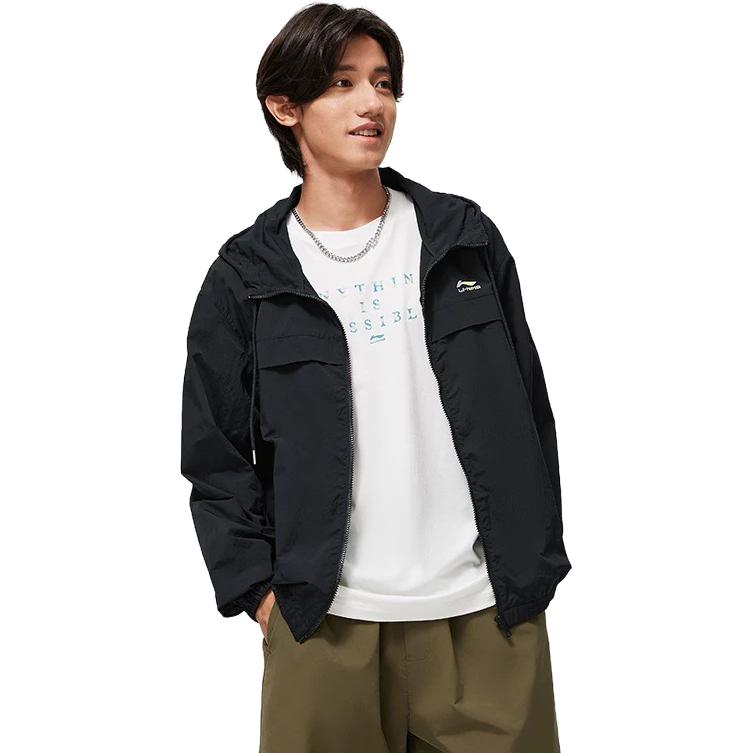 Li-Ning Sport Windbreaker Athletic Jacket 'Black White' AFDT379-6