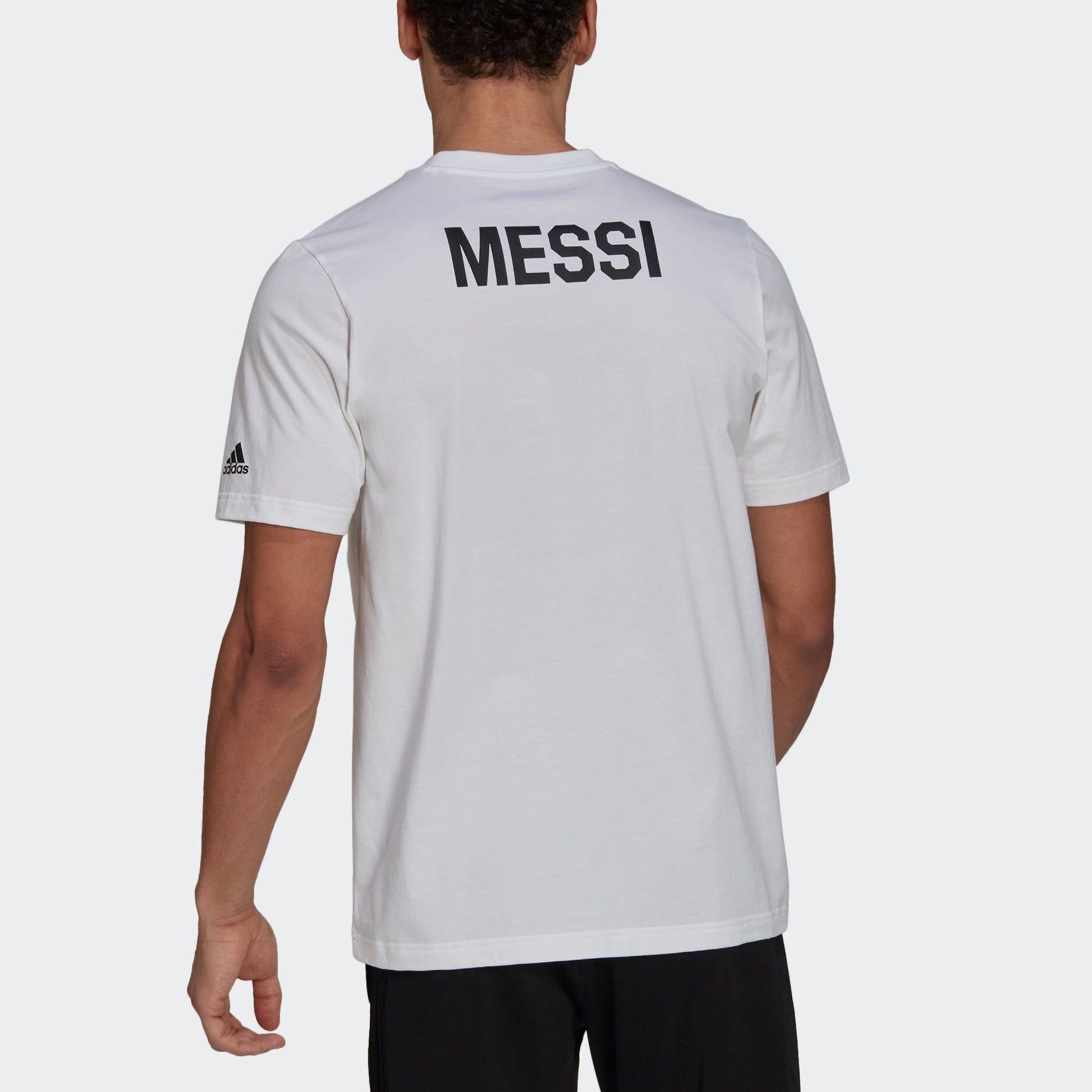 adidas Messi Icon Emb Soccer/Football Casual Sports Short Sleeve White HA5456