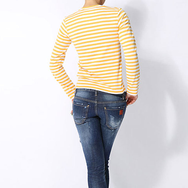 (WMNS) COMME des GARCONS PLAY Striped Long Sleeves Tee 'Yellow' AZ-T217-051-2