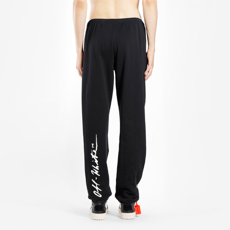 Off-White Mona Lisa Pattern Alphabet Printing Sports Long Pants Black OMCH014S190030051020