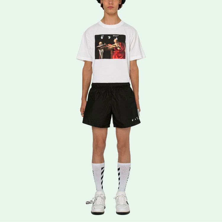 Men's Off-White SS21 Casual Logo Black Shorts OMFA003S21FAB0011001