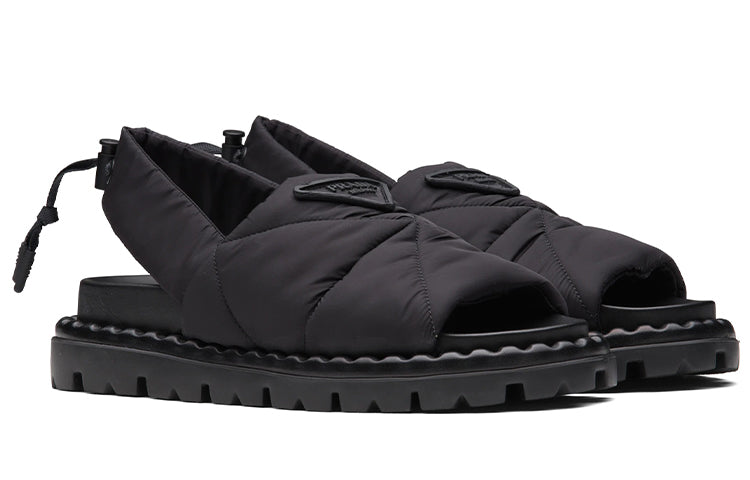 (WMNS) PRADA Triangle Logo Padded Chuncky Sandals 'Black' 1X739M_3LGO_F0002_F_020