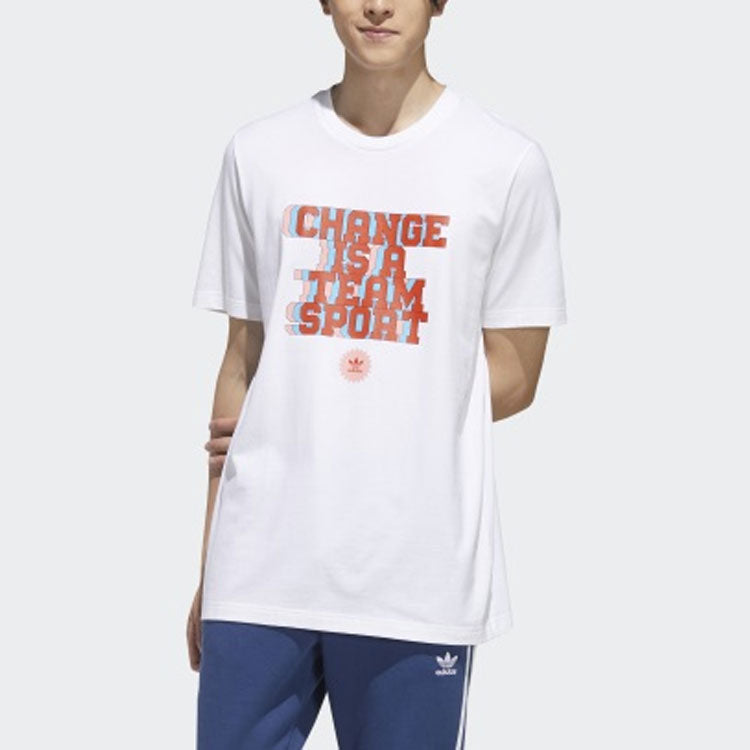 adidas originals Cts Slogan Tee Sports Short Sleeve White GP4297