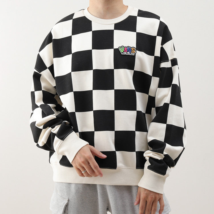 Vans Checkerboard Round Neck Pullover Sweatshirt 'Black White' VN0A5H98J0Z