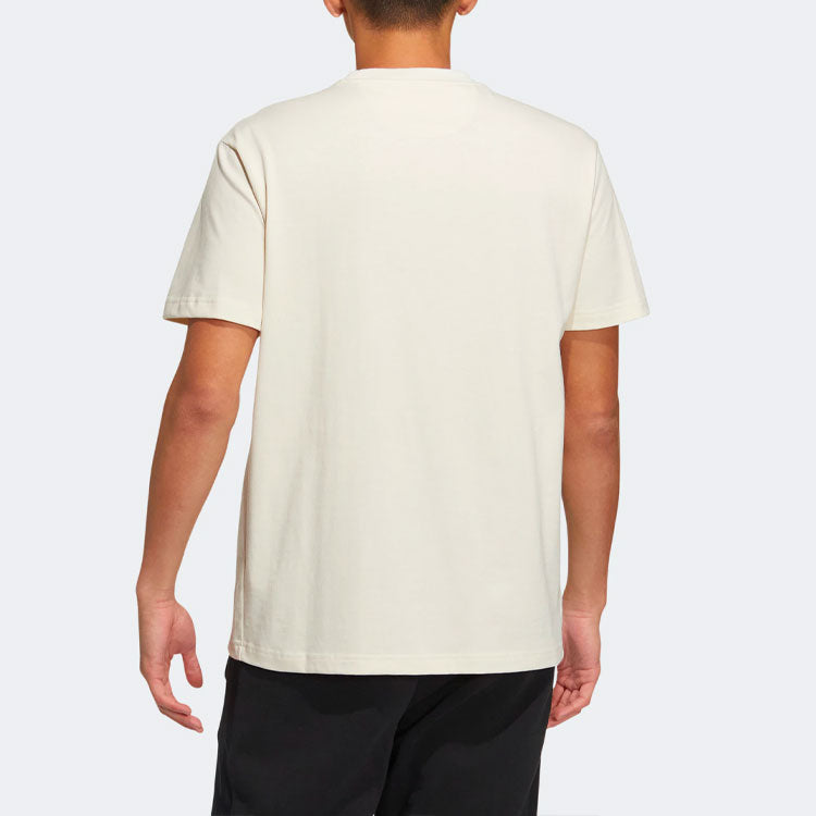 adidas neo Solid Color Round Neck Sports Short Sleeve Unisex Beige HS6813