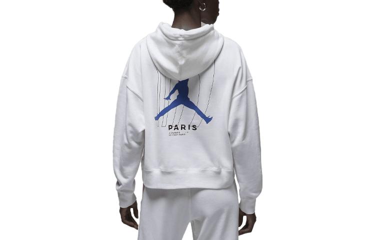 (WMNS) Air Jordan x Paris Saint Germain Fleece Hoodie 'White Game Royal' DN3346-100