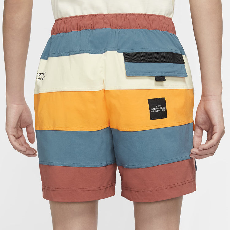 Nike Contrast Color Stitching Pocket Cargo Shorts Colorblock Red CU4224-652
