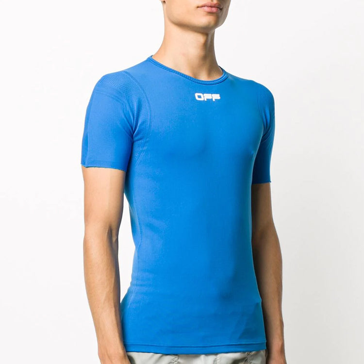 Off-White Off Active Functional Tight Short Sleeve Blue OMVA012I20KNI0014501