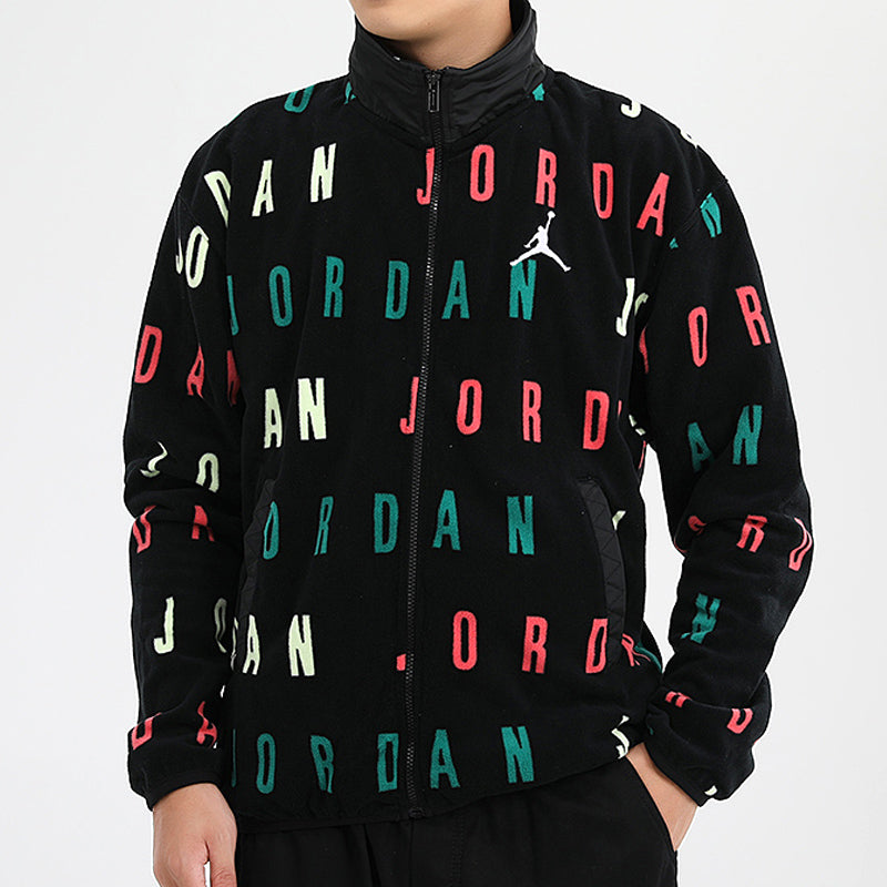 Air Jordan Jumpman Logo Printing Windproof Stand Collar Jacket Black CT3571-010