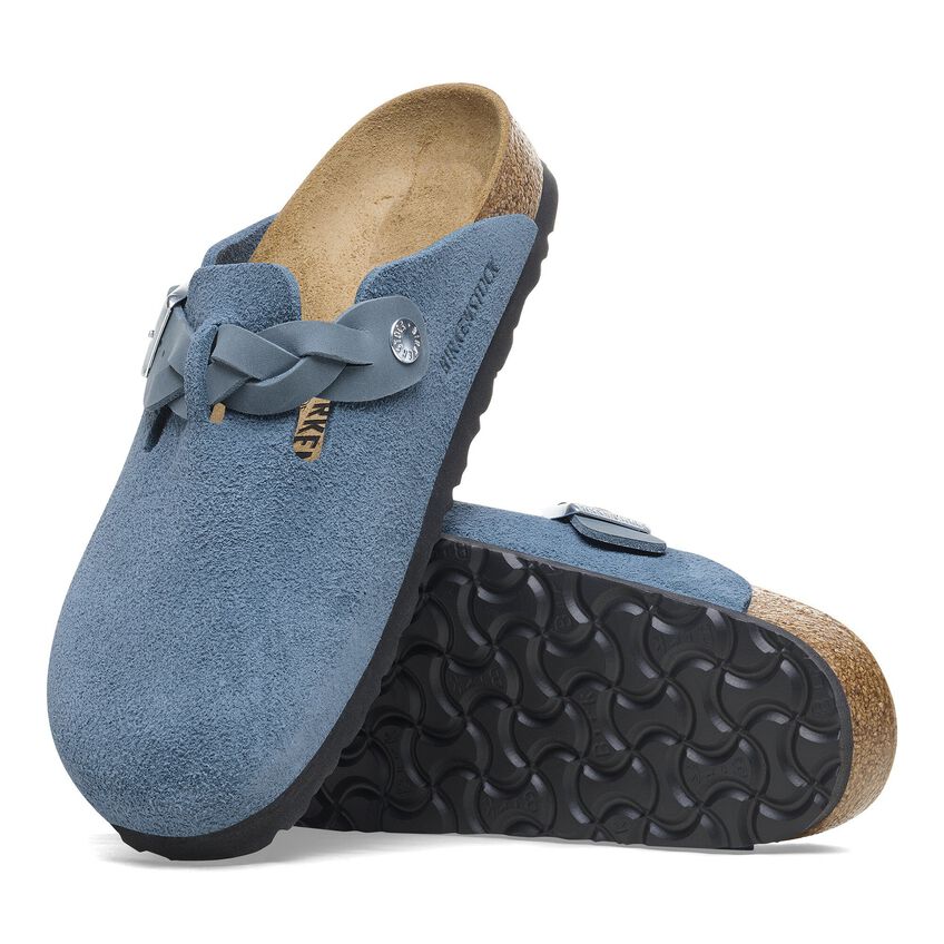 Birkenstock Boston Braided Suede Leather Sandals 'Elemental Blue' 1026673