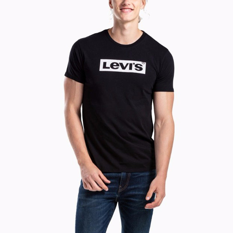 Men's Levis Logo Printing Round Neck Short Sleeve Black T-Shirt 22491-0427