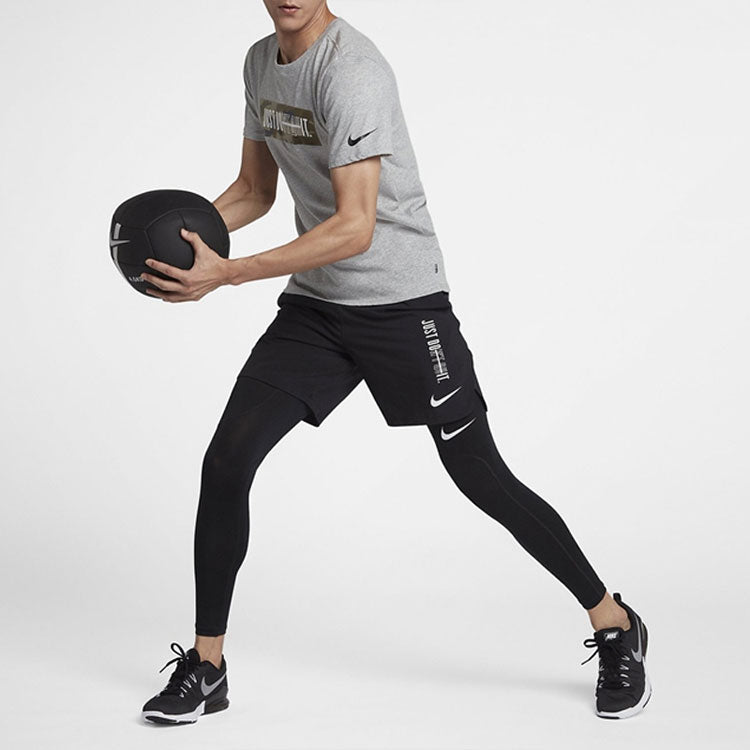 Nike Just Do It Printing Sports Quick Dry Short Sleeve Gray 923537-063