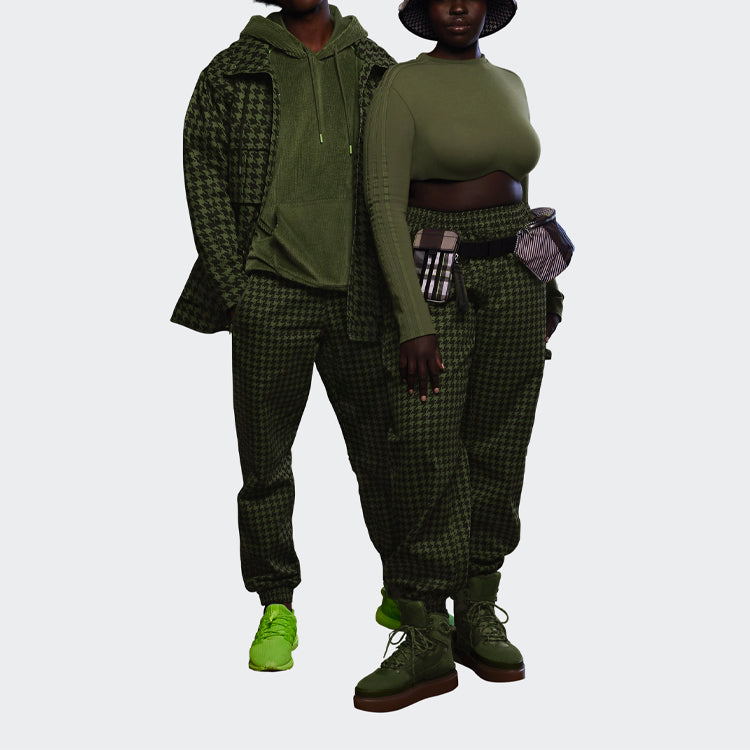adidas originals Plaid Pattern Loose Sports Pants/Trousers/Joggers Green HC6002