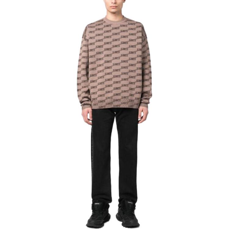 Balenciaga BB Allover Crewneck Knit Sweater 'Beige' 733859T32539378