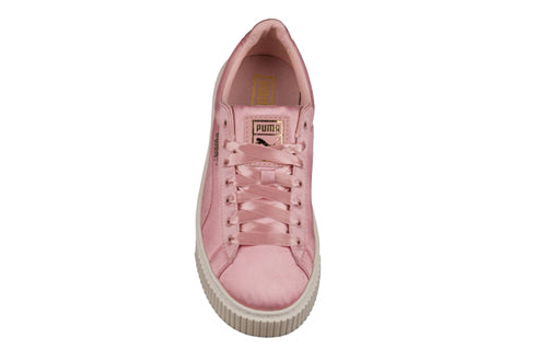 (WMNS) PUMA Basket Platform Satin Pink Lace Up 'Pink' 365719-01