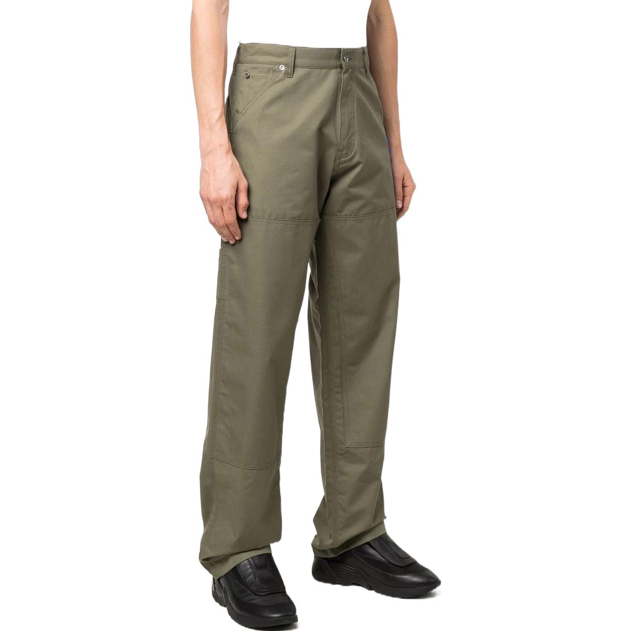Men's Off-White Logo Printing Cargo Straight-Leg Casual Pants/Trousers Military Green OMCA209S22FAB0025601