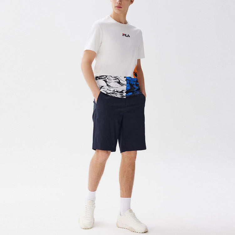 FILA Full Print Contrasting Colors Athleisure Casual Sports Short Sleeve White F11M128110F-WT