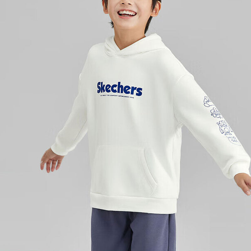 (GS) Skechers Logo Printed Hoodie 'White Blue' L423K111-0074