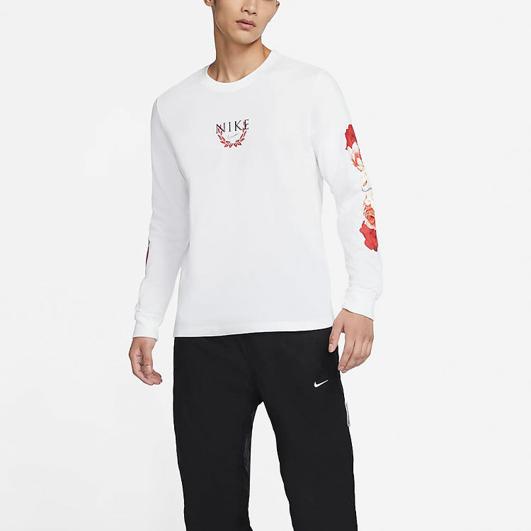 Nike Dri-FIT Alphabet logo Printing Round Neck Casual Long Sleeves T-shirt White CV2109-100