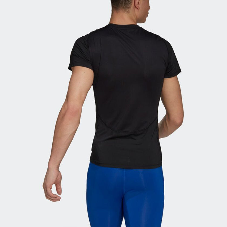 Men's adidas Solid Color Logo Printing Round Neck Short Sleeve Japanese Version Black T-Shirt HK2337