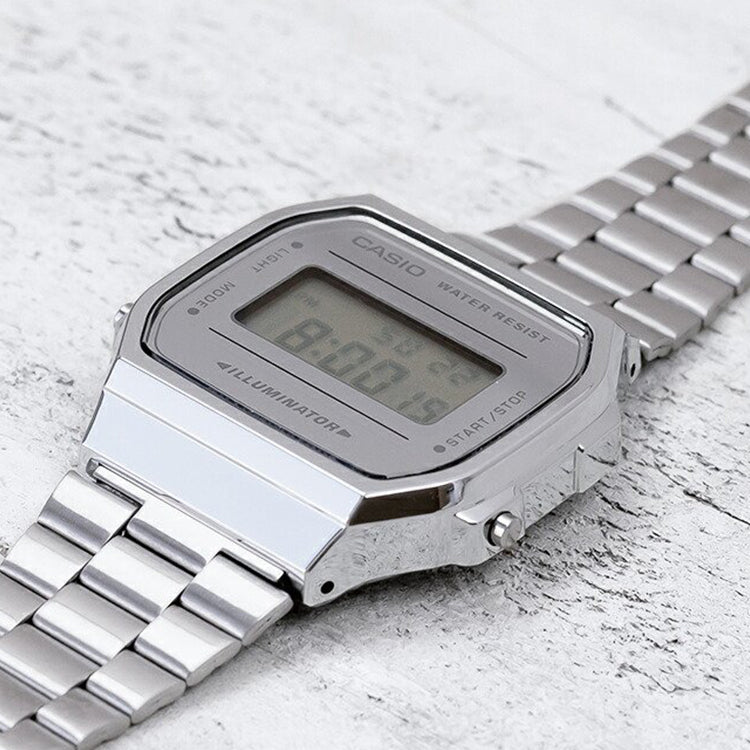 CASIO Waterproof Mens SilverWhite Digital A168WEM-7