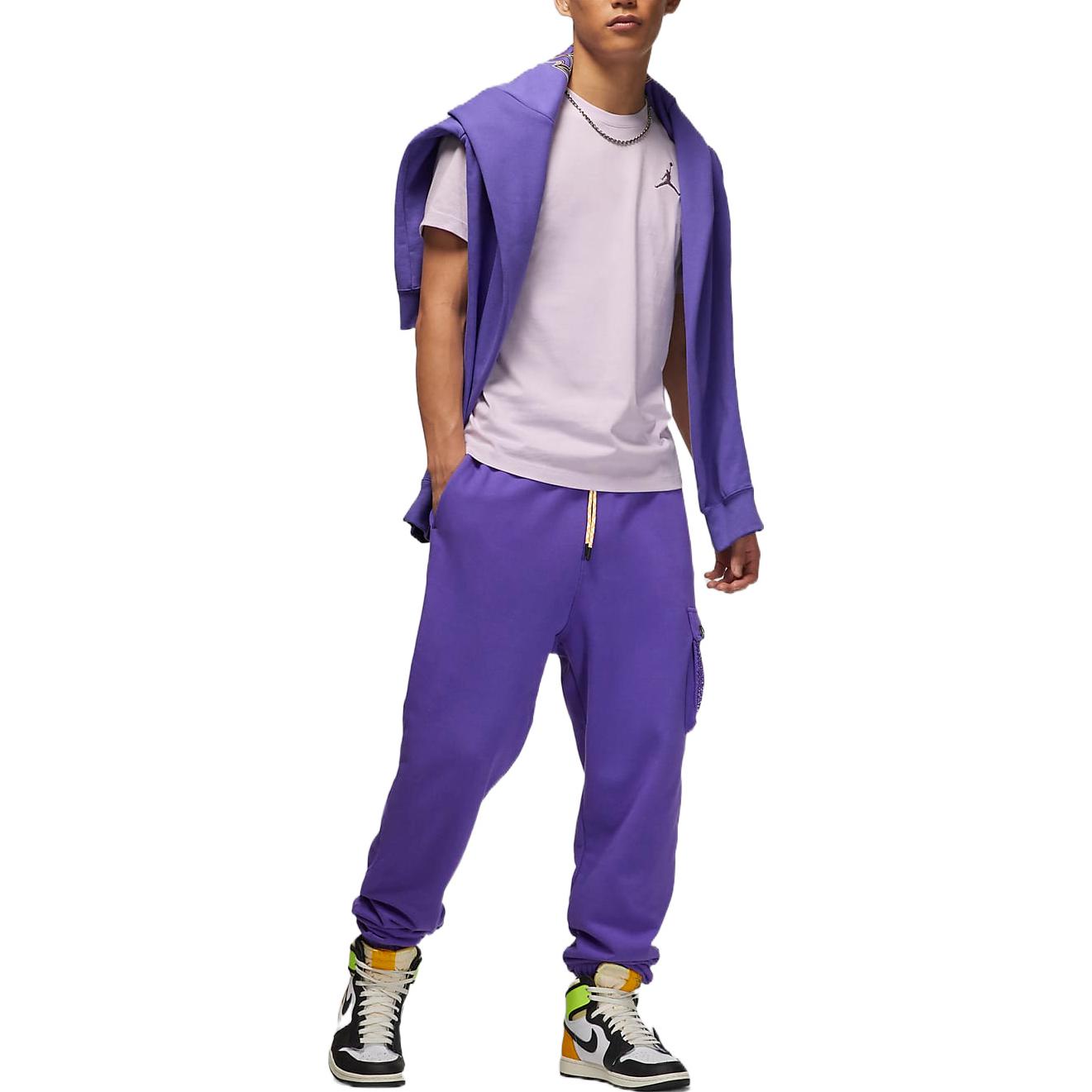 Air Jordan Solid Color Round Neck Embroidered Short Sleeve T-Shirt Men's Purple Red DC7486-530