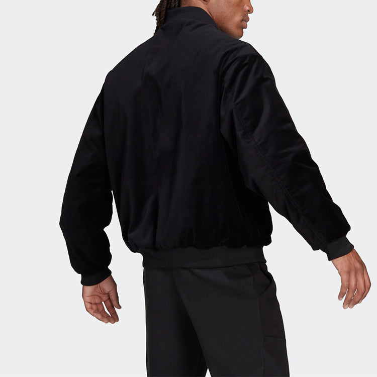 adidas Velvet Bomber M Solid Color Sports Jacket Black H25097