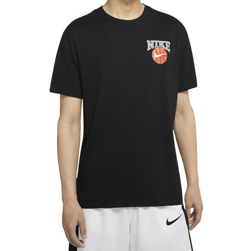 Nike Basketball Logo Alphabet Printing Sports Short Sleeve Black DD9352-010